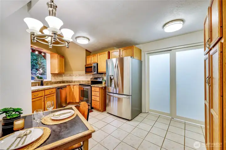 Kitchen with eating area.