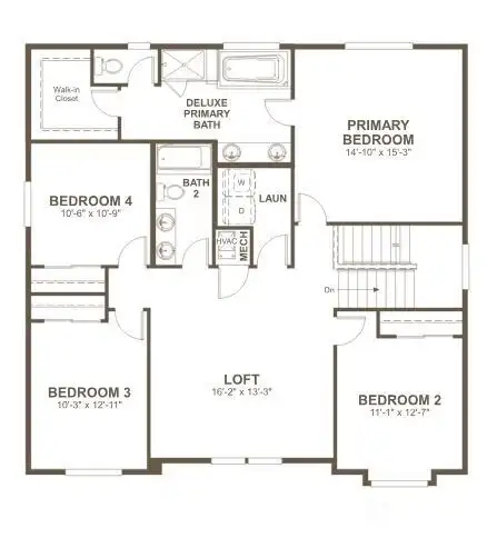 Upstairs floor plan - measurements are approximate
