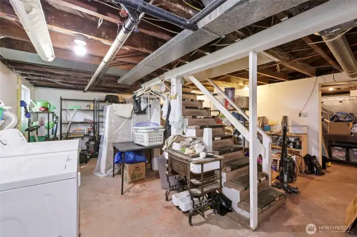 Basement is HUGE! plenty of space for storage as seen here or workout space, creative space or additional living space
