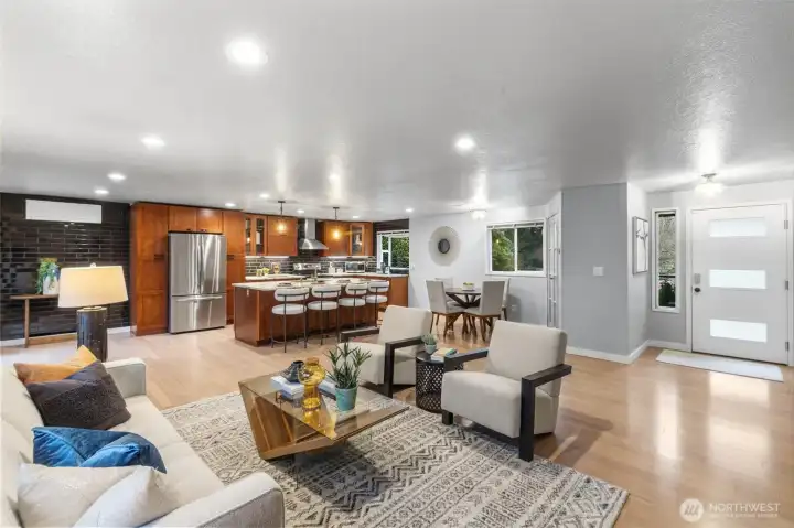 Living room opens up to the dining area for easy entertaining.