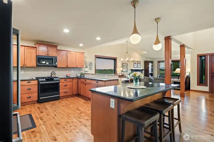 Open kitchen with tons of storage!