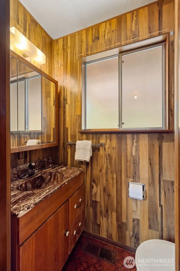 Powder room off laundry room