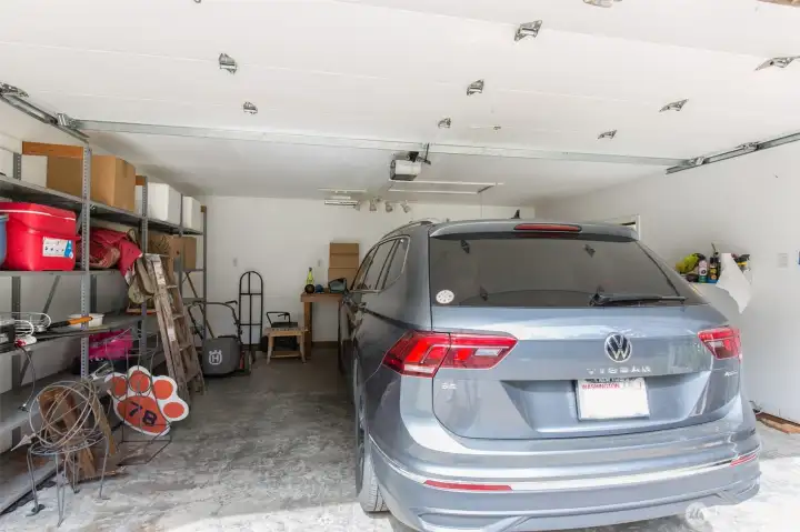 Garage with storage above.