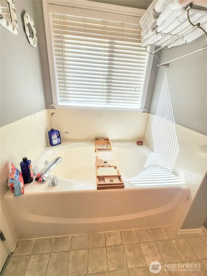 Soaking tub in the Primary bath.