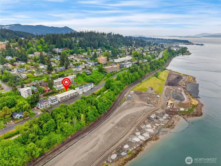 New Salish Landing Park being built directly in front of the complex New Salish Landing Park being built directly in front of the complex