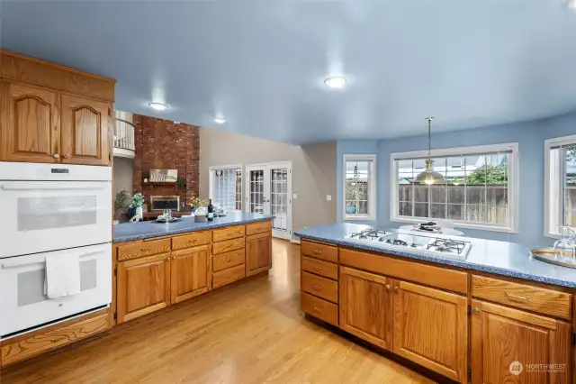 The kitchen offers a large open plan