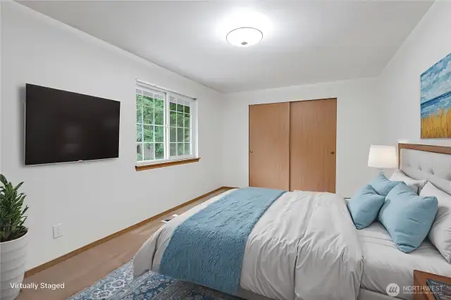 Virtually staged bedroom.