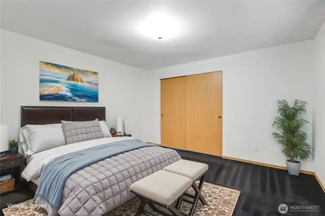 Virtually staged bedroom.