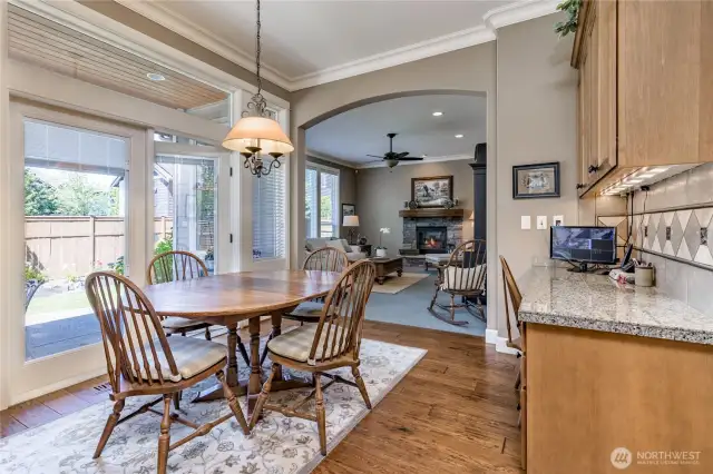 Breakfast nook with access to the covered back patio