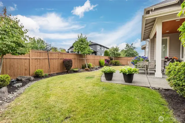 Automatic sprinkler system (front and back) makes for easy yard upkeep