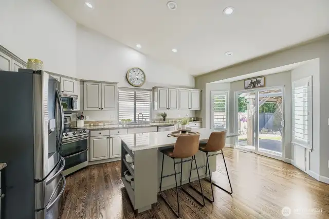 Entertain around your open concept island inviting you to relaxing gazebo/patio