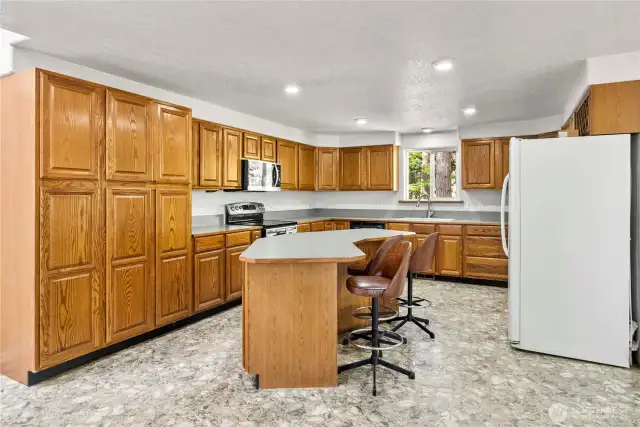 Now... Thats a kitchen! Approximately 32 lineal feet of counter tops and cabinetry plus the island.