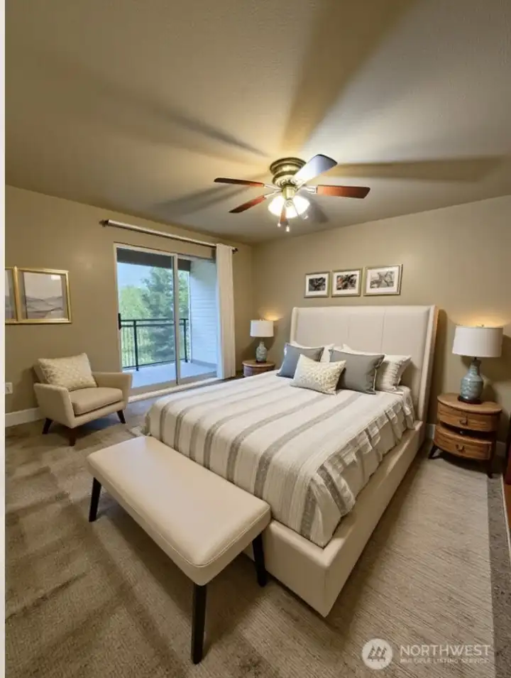 virtual staged primary bedroom