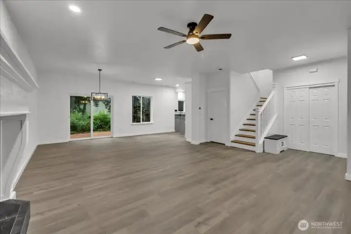 View looking into dining area from living area.