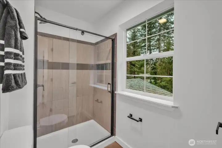 Large step in shower.