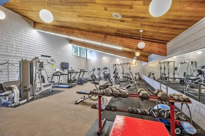 a fitness center with spa