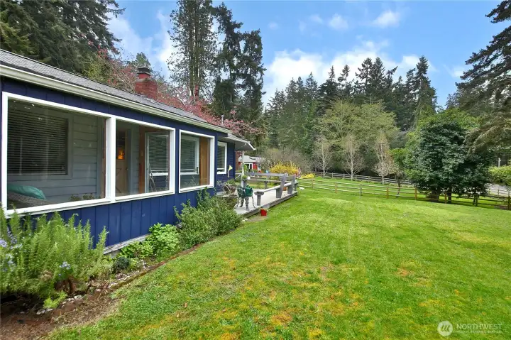 The sun room allows for a blend of indoor and outdoor living.