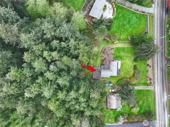 Aerial view of the home.