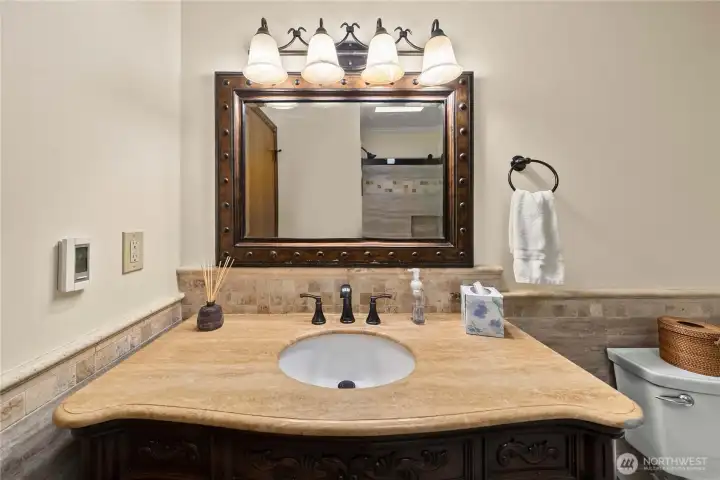 Hall bath with full tub shower