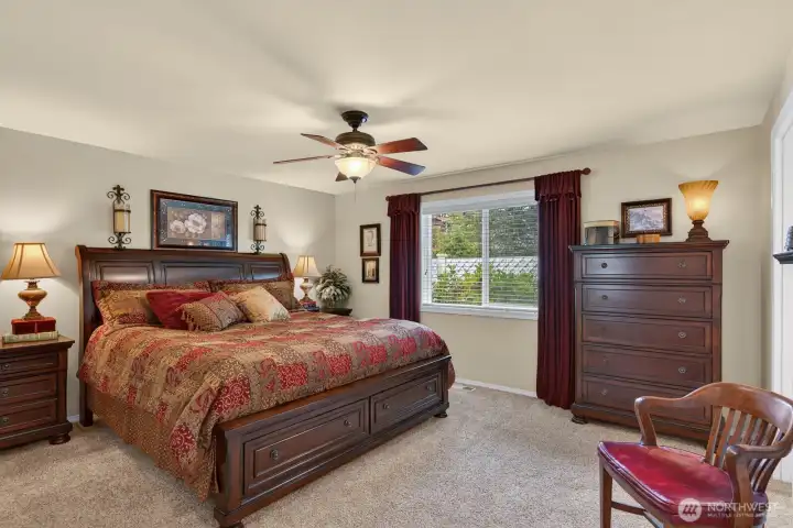 Primary bedroom with space for that king size bed Primary bedroom with space for that king size bed