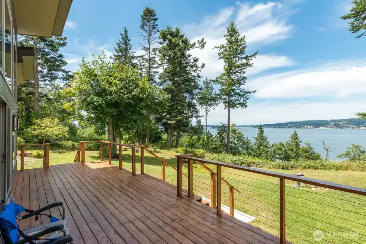 Big deck off living room makes for easy entertaining.