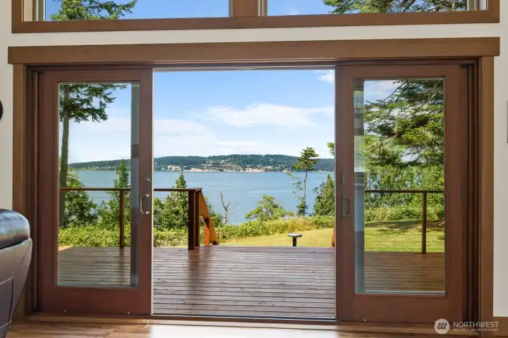 Large slider doors help to expand the living area