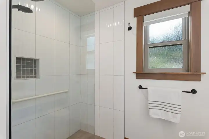 Nice big tile shower!
