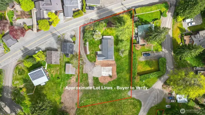 Approximate Lot Lines of the property. The upper portion of the property is large enough to accommodate a second dwelling which has potential lake views. Approximate Lot Lines of the property. The upper portion of the property is large enough to accommodate a second dwelling which has potential lake views.