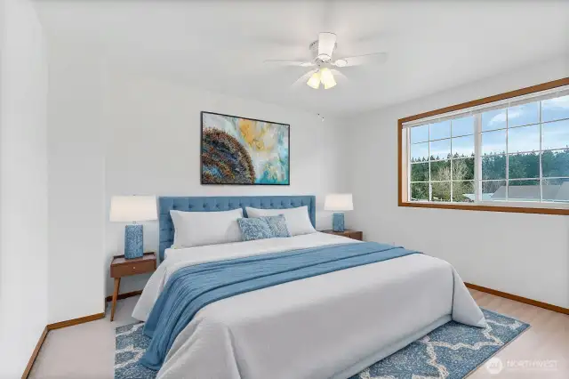 This is that same front bedroom virtually staged for your enjoyment.