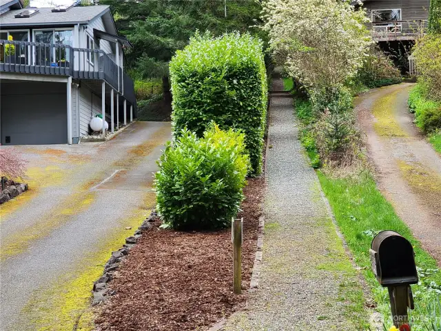 Community Trail as looking up from Hood Canal Drive, behind you is the Gate for HOA Beach
