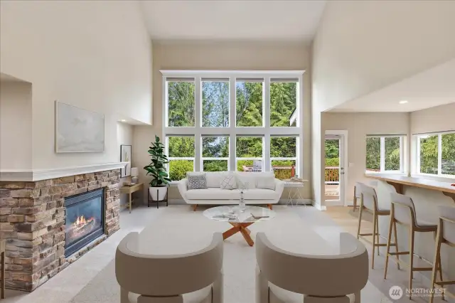 Virtually staged living area.
