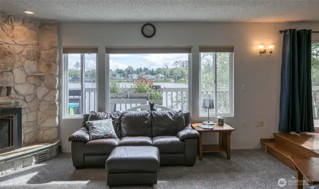 Living room view overlooking the lake.