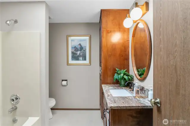 Bathroom with tub.