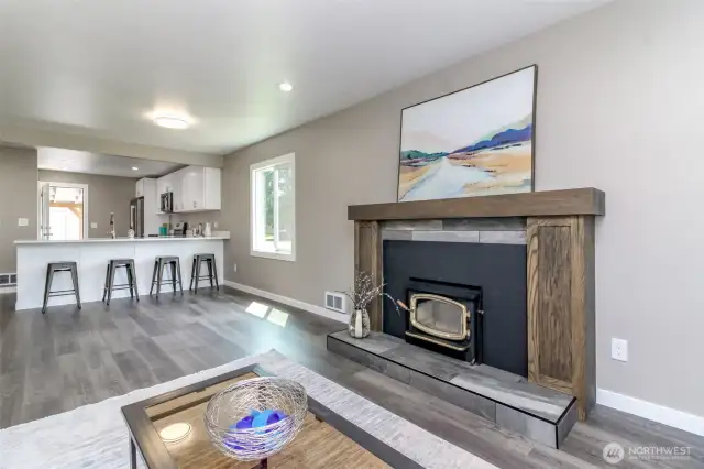 Wood Burning Fireplace in Living Room
