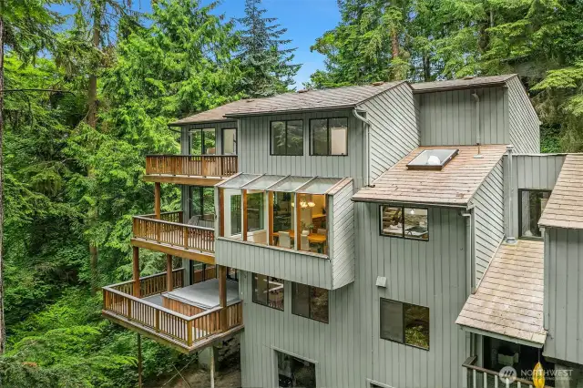 Metal roof shingles are a bonus being in the woods.