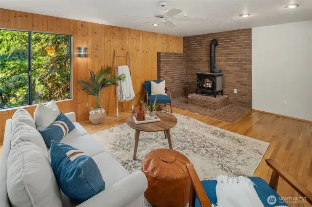 Basement living room also has a closet that is plumbed for a wet bar.