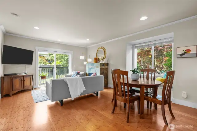 Wide layout and tall ceilings creates bright and airy living.