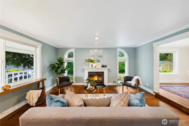 Another view of the gracious living room which opens to the dining room. Great for entertaining.