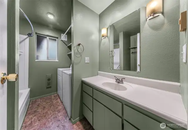 Full bath located off the living space and between all bedrooms