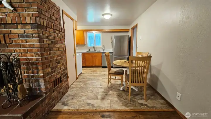 The family room flows into the kitchen.