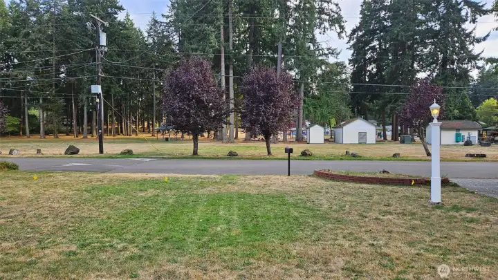 View from the front porch of the expansive Tanglewilde park right across the street.
