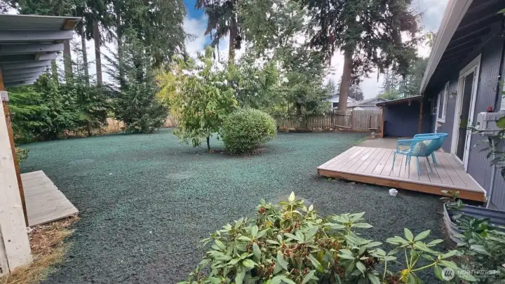 Enjoy your own peaceful retreat with a private backyard, enhanced by freshly hydor seeding!