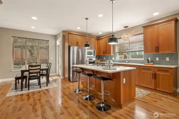 There is plenty of space to eat in the kitchen nook or at the generous island.