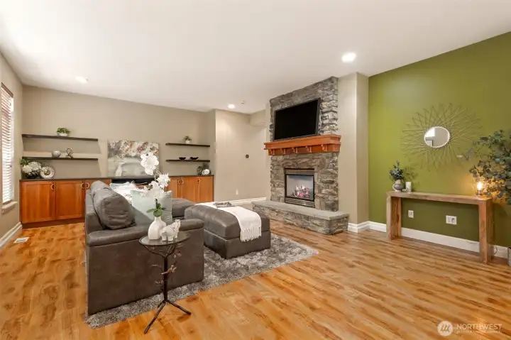 Enjoy a cold winters night by the gas fireplace in the family room.