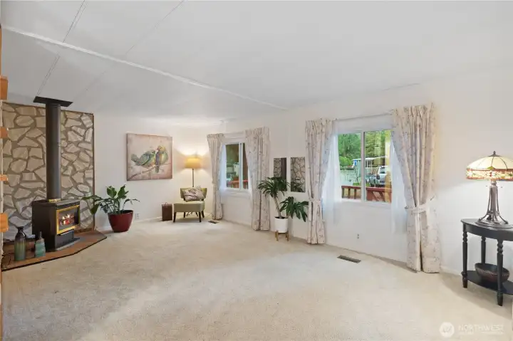 Nice open living room with plenty of windows for natural light