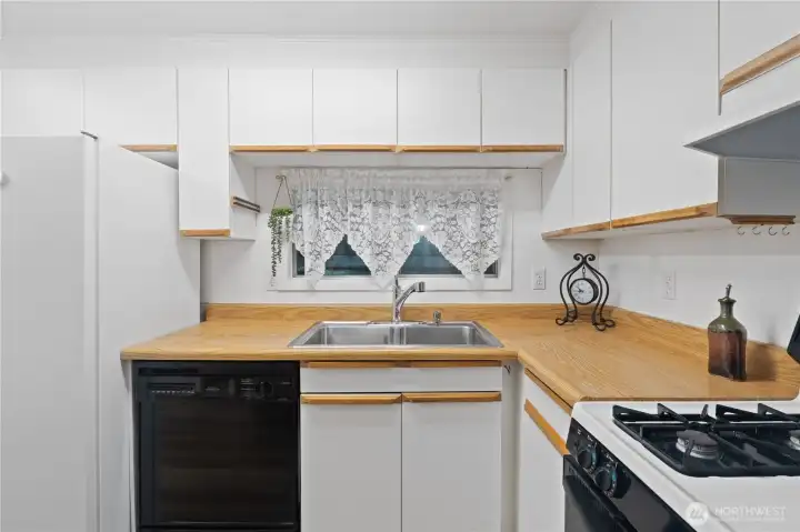 Another look at the kitchen with plenty of cabinets