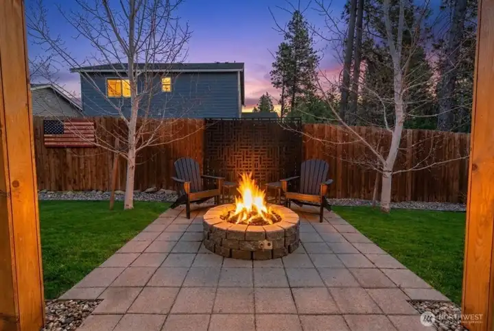 Enjoy warm nights around the built-in propane fire pit.