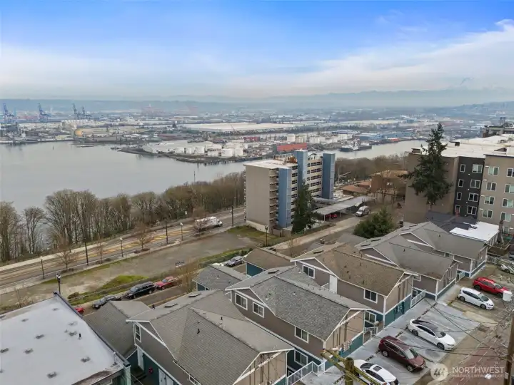 Aerial view of Commencement Bay and Port, on a clearer day it looks even more spectacular. Aerial view of Commencement Bay and Port, on a clearer day it looks even more spectacular.