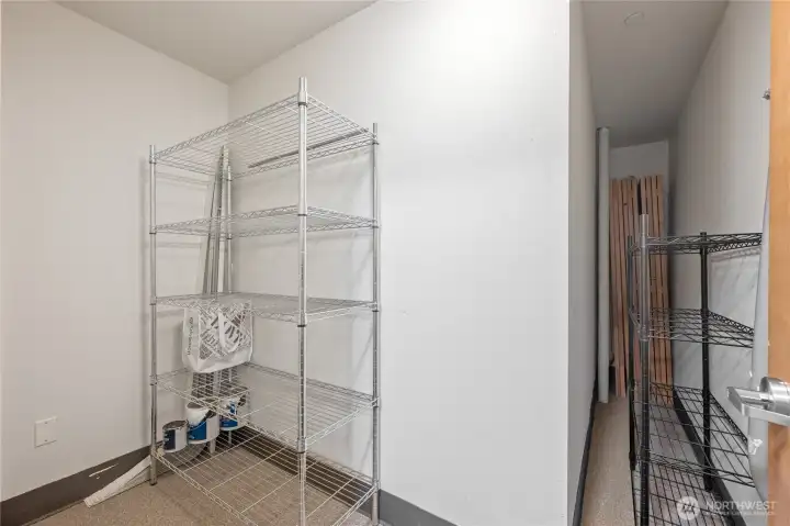 Storage unit is almost 400 Cu ft. and situated right across the hall from the condo.