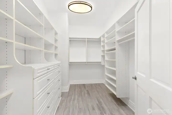 This is only one of the TWO walk-in closets. The other one has it's own dedicated laundry hookup if need be!
